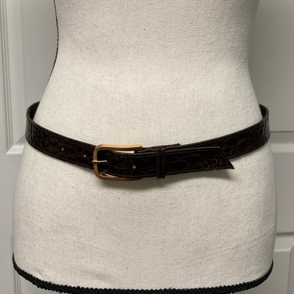 EUC Ann Taylor Embossed Calf Patent Leather Dark Brown
Mock Croc Belt M/L